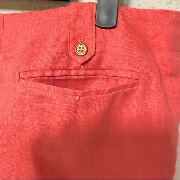 J McLAUGHLIN 6 FLARE LEG WOMENS LINEN CORAL LINED PREPPY DRESSY CAREER PANTS - Picture 13 of 15